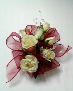 Red Ribbon with Roses and Gems