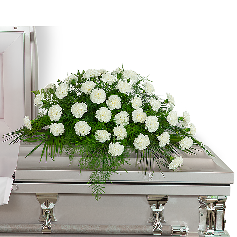 Peaceful in White Casket Spray
