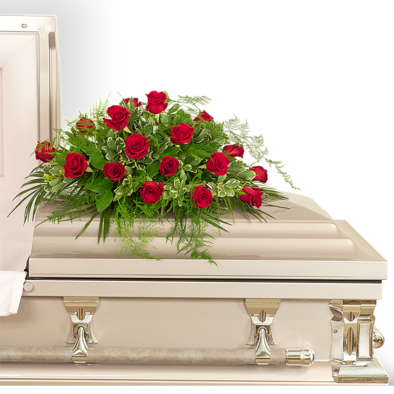 18 Red Roses Casket Spray