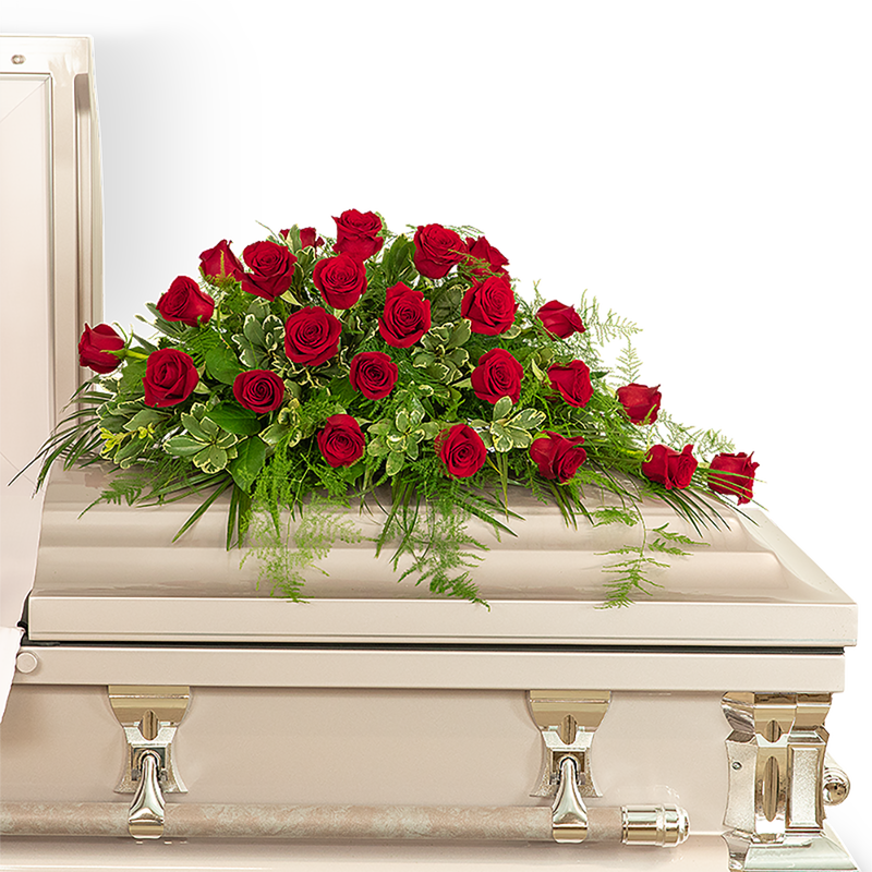 24 Red Roses Casket Spray