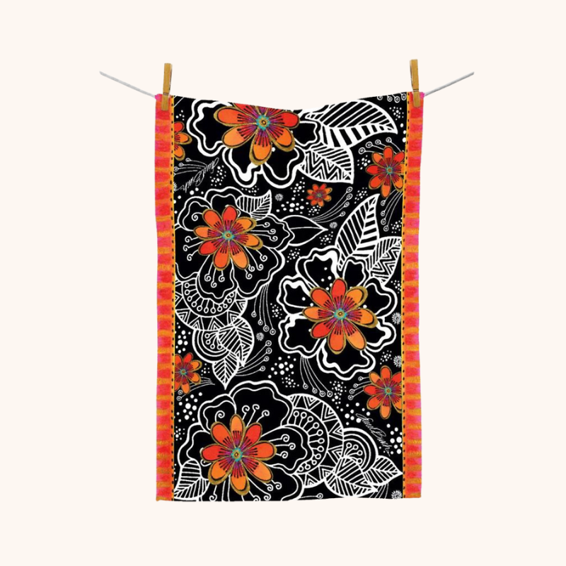 Laurel Burch Orange Blossoms Tea Towel