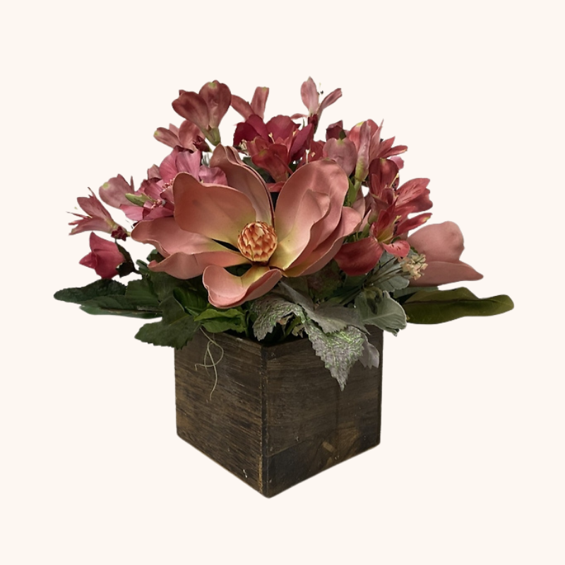 Floral Arrangement in Wooden Box