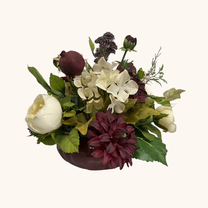 Burgundy and White Floral Arrangement