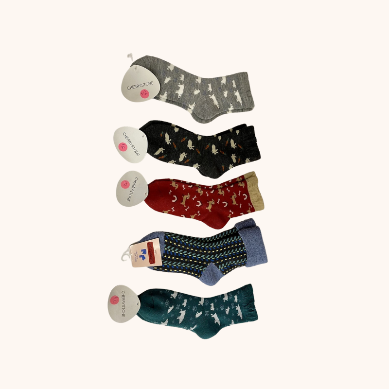 Warm Patterned Cherry Stone Socks