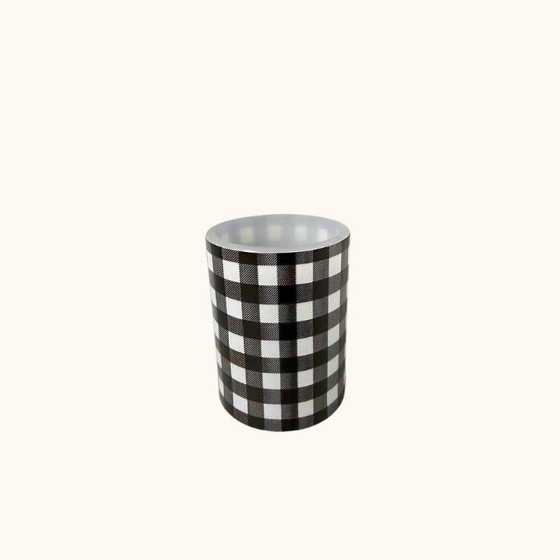 Black and White Gingham Candle Holder